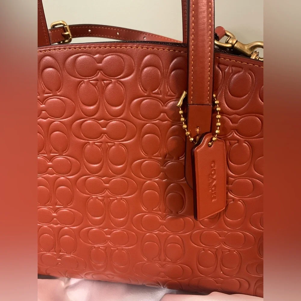 Coach Embossed Leather Bag in Rich Brown - Picture 2 of 11